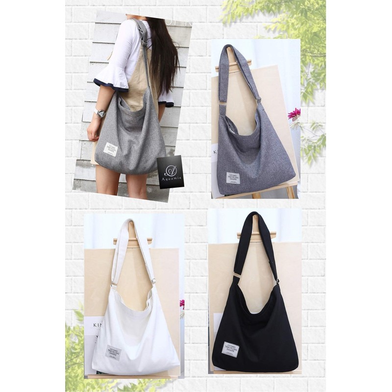 Aquamie Tote Bag, Canvas Bag, Crossbody Hanging, Zipper, Commuting, Students,