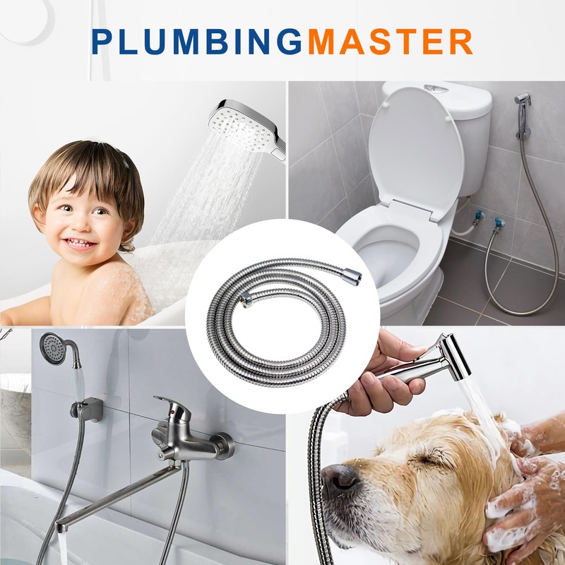 PLUMBINGMASTER Shower Hose 96 Inches Stainless Steel Handheld Shower Head