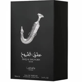 LATTAFA ISHQ AL SHUYUKH SILVER 3.4 FL.OZ EDP  MEN Aroma Eau De Parfum Fragrance Pack Perfume Vanilla Scented Scent Cosmetic Cologne