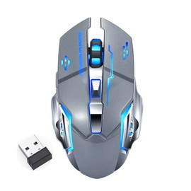 Thunder Wolf Q13 Charging Mute Wireless Mouse Gaming Business Luminous Mechanical Mouse Cross-border [Q13 single mode] metal gray