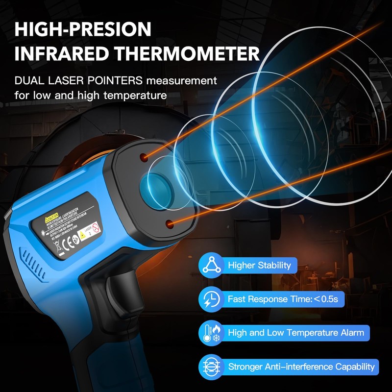 Infrared Thermometer MESTEK -40°C to 1600°C Digital Laser High Temperature
