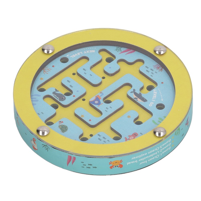Balance Maze Game Double Sided Educational Round Portable Wooden Ball