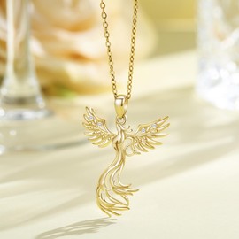XIXLES Phoenix Necklace 925 Sterling Silver Phoenix Pendant Necklaces Gold Phoenix Animal Phoenix Jewellery Gift for Women