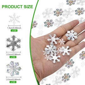 CODIRATO Pack of 300 Snowflake Table Decoration Confetti Glitter Snowflake Confetti Christmas Decorative Confetti Silver Snowflakes Sequins Winter Table Confetti for Christmas Wedding Decoration