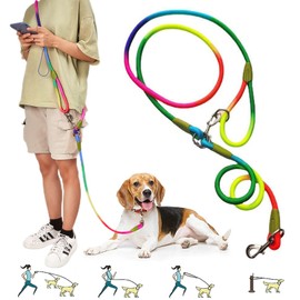 Hands Free Dog Leash Waist & Crossbody Rope with Slip Lead Durable for a Dog Nylon Reflective Heavy Duty Hiking Bungee Leash for Small Large Dogs