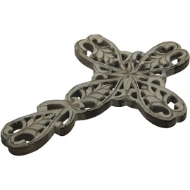 Craft&Style Kruzifix Christus Kreuz Eichenblatt schlichtes Holz vintage weiß HxB: 30x20cm