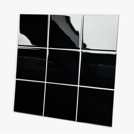 CASAPALACE Black Peel and Stick Glass Tile, 12" x 12" Square Mosaic Glass Backsplash for Kitchen Bathroom Wall (5 Sheets, 5 SQ.FT.)