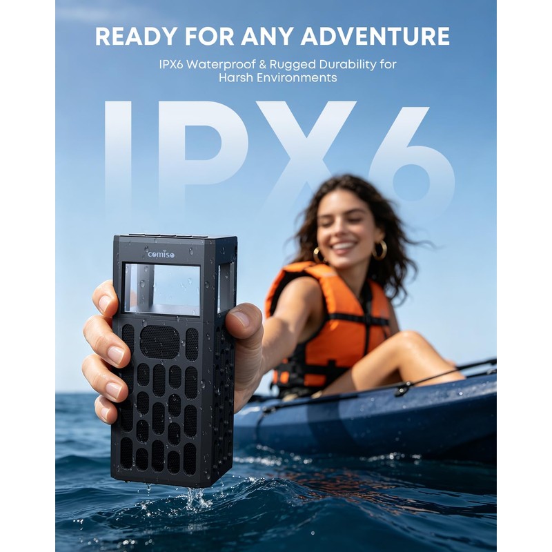 30W Portable Bluetooth Speaker, Deep Bass, IPX6 Waterproof, LED Lights