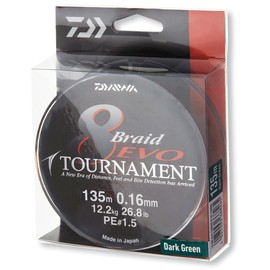 Daiwa Tournament 8 Braid EVO 0.18mm, 15,8kg/34,7lbs 135m dark green