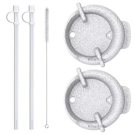 Replacement Lids with Straws and Straw Cleaning Brush for 32 oz Whirley Drink Work Mugs (Granite)