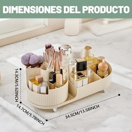 Organizador de Maquillaje, 5 Ranuras Organizador de Escritorio Giratorio 360 Grados