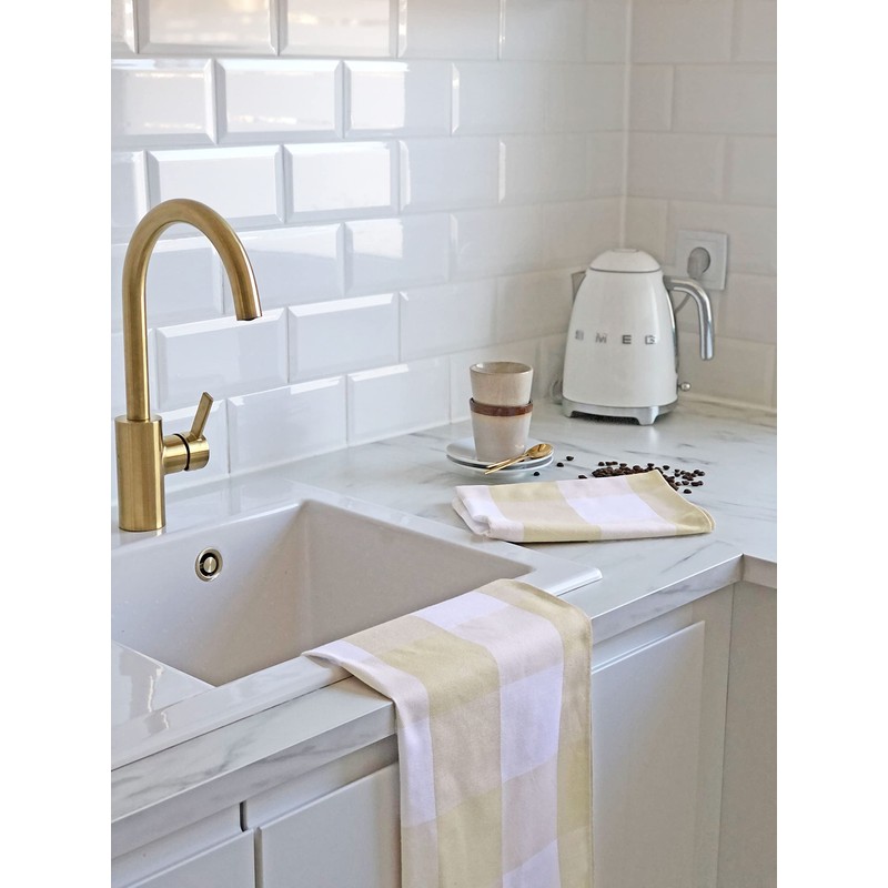 ZOLLNER Set of 5 Tea Towels with Checked Pattern, Approx.