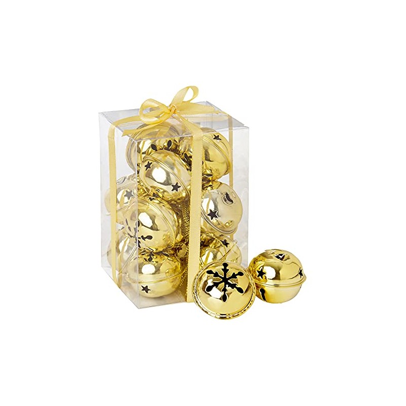 OnlineDiscountStore 12 x GOLD Snowflake Jingle Bells Baubles Christmas tree