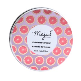 Majul Natural Beauty  Exfoliante Corporal con escencia de Toronja, Manteca de Karité y Cacao, Exfoliante natural, presentación 120gr                  