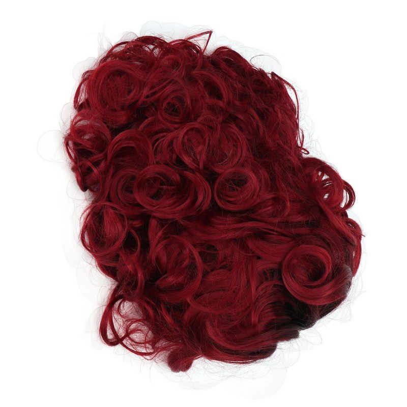 Curly Short Wig Wine Red Women Wig Gradient Color Adjustable