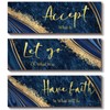 ONIZHITY 3 Pcs Blue and Gold Bathroom Wall Decor Large