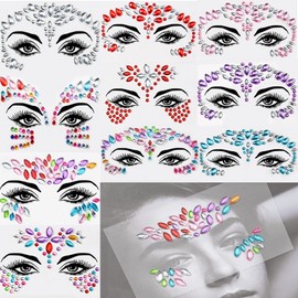 10 Stücke Strasssteine Gesicht, Glitzersteine Gesicht, Festival Edelsteine Temporären Tattoos, Temporäre Tattoos Glitzersteine Gesicht Strasssteine, Für Festivals, Karneval Schminke, Partys Make-Up.