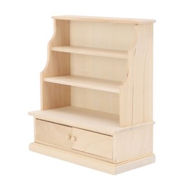 Dollhouse Bookshelf 1:12 Wooden Miniature Decoration Rugged Dollhouse Bookcase for Kids Bedroom Playroom