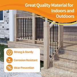 Iriisy 32 Pack Baluster Shoes, Reliable Aluminum Material Stair Flat Shoe, Baluster Shoes 1/2 inch Square for Balusters for Staircase Interior, Outdoor Staircase Railing Baluster, Black (32)