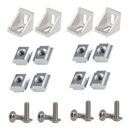 PZRT 2020 Series Aluminum Profile Connector Set, 4pcs Corner Bracket,8pcs M5 x 10mm T-Slot Nuts, 8pcs M5x10mm Hex Socket Cap Screw Bolt for 6mm Slot Aluminum Profile Accessories