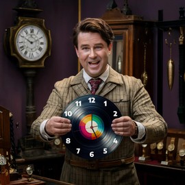 speecheese Vinyl Record Wall Clock Aluminium Circular Wall Clock in Design of a Vinyl Record Colourful with Vinyl Label Unique Music Decoration