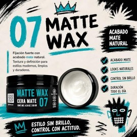 Luxa 07 Cera Mate para Hombre - Alta Fijación y Acabado 100% Natural - Aroma Cítrico y Maderas Suaves - 135g.