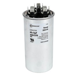 45+5uF 45/5 MFD ±5% 370/440VAC Dual Run Round AC Capacitor for A/C Motor Run, Fan Start, Condenser Run Capacitors, Heat Pump Air Conditioner Capacitor