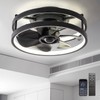 Zoruny 13" Low Profile Ceiling Fans with Lights and Remote,Dimmable