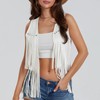 ensswliz Women Fringe Vest 70s Hippie Costume Sleeveless Rivets Fringe