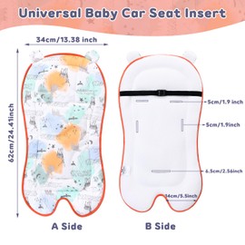 Baby Seat Insert, 34 x 62 cm, Baby Seat Cover for Small Pushchairs, Soft, Breathable Car Seat, Pram Cushion for Baby Seat (Graffiti Animals)
