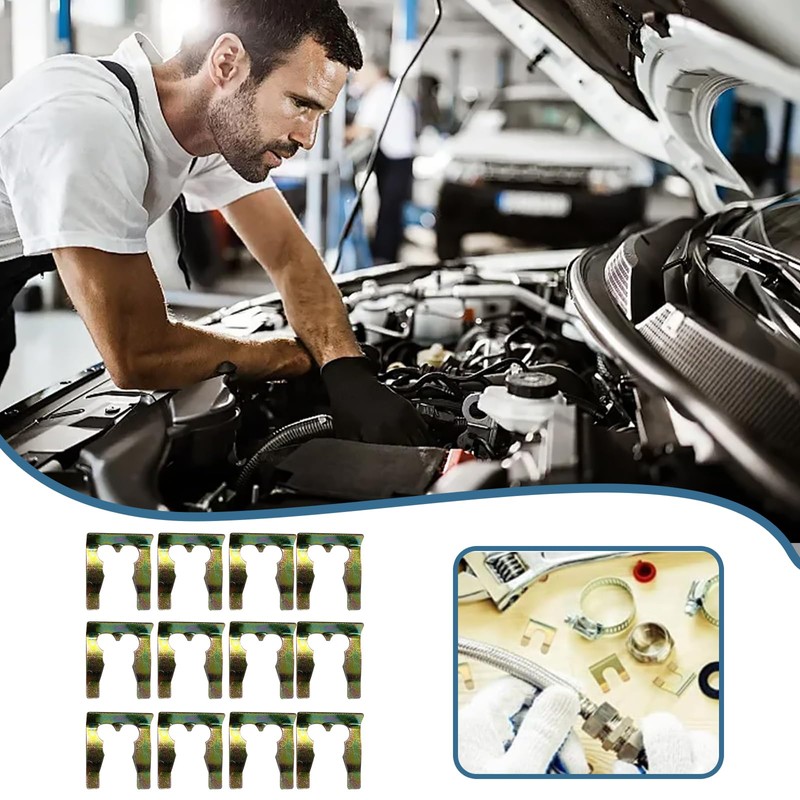 Bamyli 12 Pcs Brake Line Clips,Metal Brake Line Retainers U