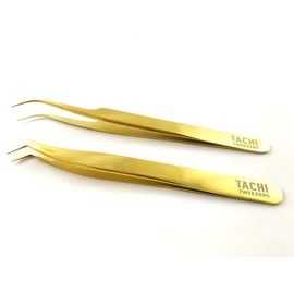Tachi 2 Pieces Dolphin-shaped and Curved Tip Tweezers Nipper for Eyelash Extensions, Stainless Steel Tweezers Precision Set Professional Tweezer for False Lash, for Single Lash and 3D-6D Volume Lashes