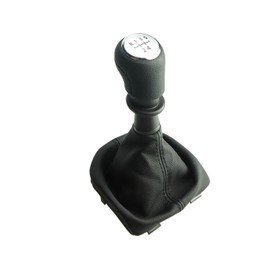 Newtown2700-parts Gear Stick Knob Gear Stick Cover Black Black Stitching White Cap Compatible with VW Transporter T6 Multivan 5 Gears