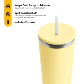 RTIC 28oz Everyday Tumbler Insulated Stainless Steel Portable Travel Coffee Cup with Straw, Spill-Resistant Lid, BPA-Free, Hot and Cold Drink, Ceramic Lining, Sunlight