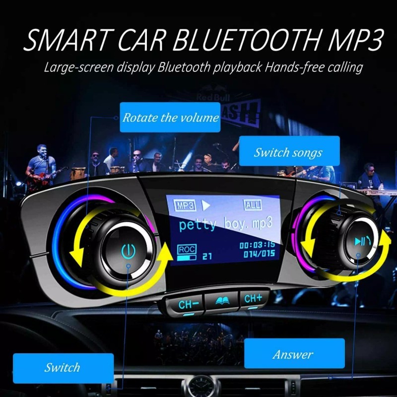 Batery Connection Bluetooth Car FM Transmitter MP3 Player Hands free