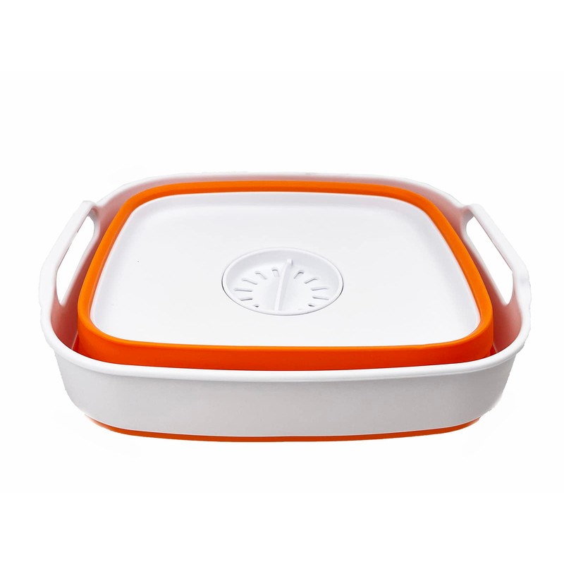 SAMMART 7.5L Collapsible Dishpan with Draining Plug - Foldable Washing