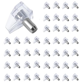 DEVENTORZ Shelf Dowel, Shelf Holder, Pin Diameter 0.2 inch (5 mm) (Set of 50), Shelf Bracket, Shaft Support, Cabinet, Closet, Bookcase, Metal, Plastic Mold (Transparent)