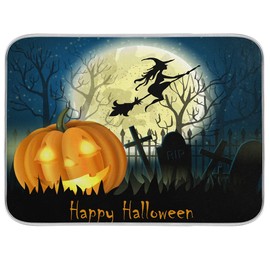 Alfombrilla para secar platos de Halloween Night Brujas, de calabaza, absorbente para secar platos para cocina, extragrande, 18 x 24 pulgadas