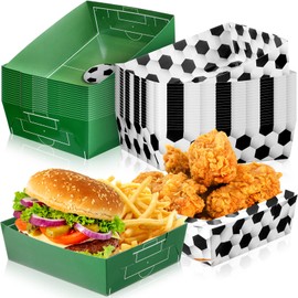 36 Recuerdos de Fiesta de F¨²tbol Bandejas de Papel de 5 Libras para Alimentos Bandeja Desechable de Aperitivos para Servir Barco de Comida de Papel de F¨²tbol Grande para Condimentos Carnaval (F¨²tbol)