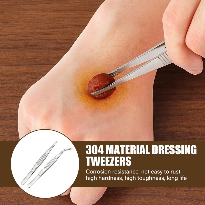 wilcractk Tweezers Set Curved and Straight Stainless Steel 14 cm