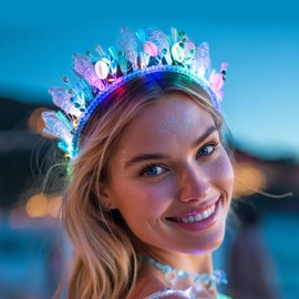 Woeoe Starfish Crown with Combs Shell Headband Mermaid Costume Hair Accessories for Women