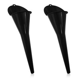 SWQS 2 PCS Long Neck Oil Funnes for Automotive Use, Multi-Function Plastic Funnel for Oil Change, No Spill Fuel Funnel for Filling Coolant, Transmission Fluid, Engine Oils, Gas Lubricants (Black)