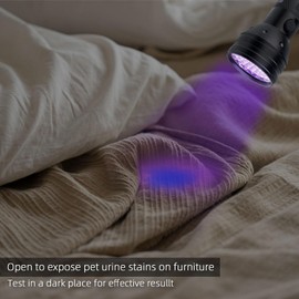 MegaPower (TM) UV Flashlight Black Light 12 LED 395nm Hand-held Detecting Torch for Pet Urine, Stains, Verifying Money Documents, Black