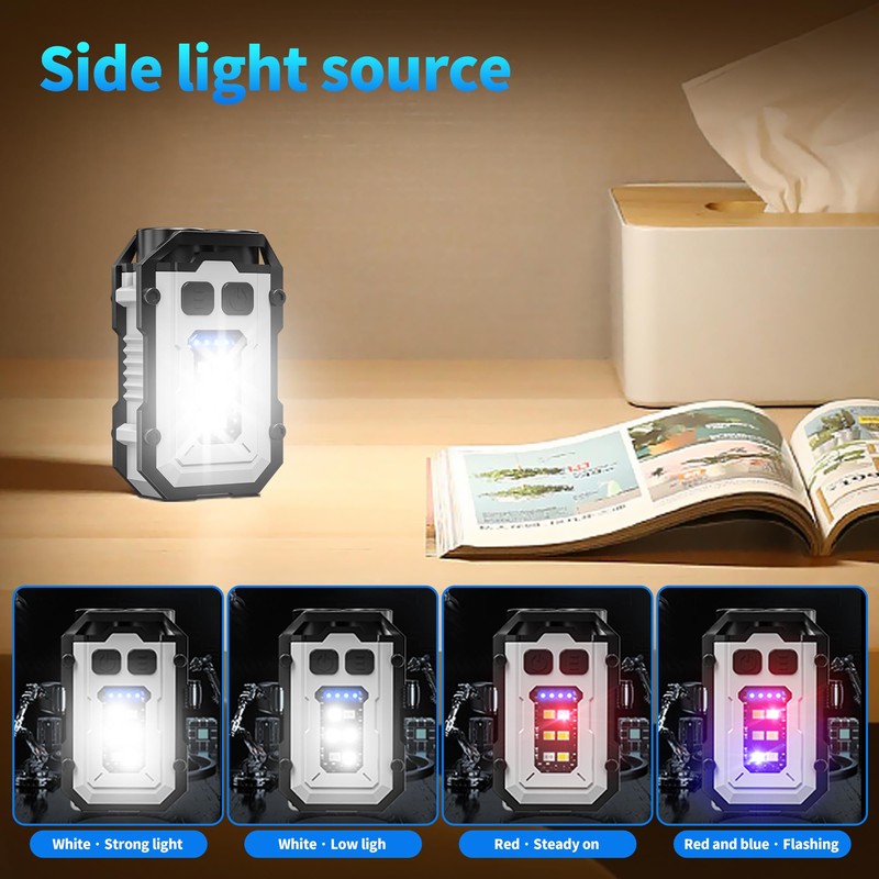 PINSAI 2 Pack Mini Keychain Flashlight with Clip, LED Magnetic
