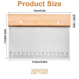 Pack of 2 kitchen scrapers, 15 cm stainless steel dough scraper, kitchen spatula, dough card, stainless steel, scraper kitchen, dough cutter stainless steel for home kitchens, restaurant kitchens and