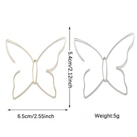 TIANBANGSHI Large Butterfly Earrings Dainty Gold Big Hollow Butterfly Earrings Silver Metal Butterfly Hoop Earrings Boho Dangle Beach Earring Statement Dangle Oversized Hoop Earring for Women (silver)