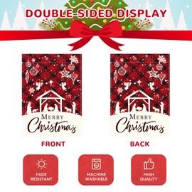 Merry Christmas Garden Flag, 12x18 Inch Christmas Nativity Scene Double Sided house flag, Yard Flag For Party Home Outdoor christmas decorations