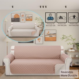 Luxshare Home Reversible Oversized Sofa Covers Couch Cover Furniture Protector for Dogs Elastic Straps Water Resistant(XLSofa,Camel/Beige)