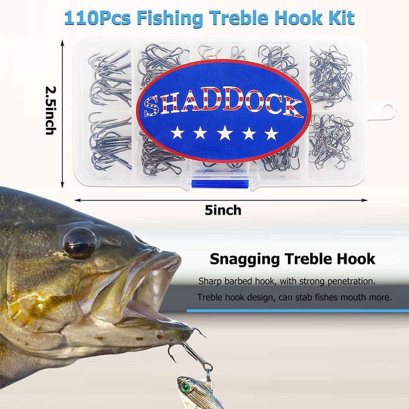 Fishing Treble Hooks Kit High Carbon Steel Hooks Strong Sharp