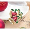 Gyn&Joy Painted Enamel Rhinestone Red Christmas Jingle Bells Brooch Pin